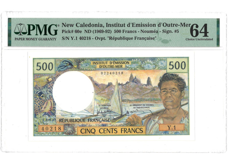 New Caledonia. 500 Francs. Banknote. Type ND. - PMG 64 (AV / Pick / Plomp. Pick#...
