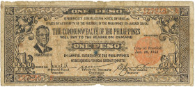 Philipines. 1 Peso. Banknote. Type 1942. - Fine. Fine.