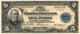 Philipines. 5 Pesos. Banknote. Type 1921. - Very fine +. Very fine +.