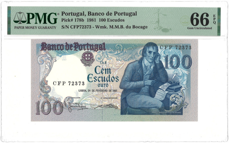 Portugal. 100 Escudos. Banknote. Type 1981. - PMG 66EPQ (AV / Pick / Plomp. Pick...