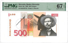 Slovenia. 500 Torlarjev. Banknote. Type 1992. Type Top pop. - PMG 67EPQ (AV / Pick / Plomp. Pick# 16a) - UNC.