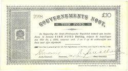 South Africa. 10 Pounds. Banknote. Type 1900. - Very fine. Pinholes. - Very fine.