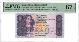 South Africa. 5 Rand. Banknote. Type ND. - PMG 67EPQ (AV / Pick / Plomp. Pick# 119e) - UNC.