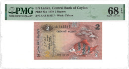 Sri Lanka. 2 Rupees. Banknote. Type 1979. Type Top pop. - PMG 68EPQ (AV / Pick / Plomp. Pick# 83a) - UNC.