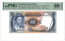 Swaziland. 10 Emalageni. Banknote. Type ND. Type Top pop. - PMG 68EPQ (AV / Pick / Plomp. Pick# 10c) - UNC.