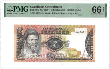 Swaziland. 2 Emalageni. Banknote. Type ND. - PMG 66EPQ (AV / Pick / Plomp. Pick# 8b) - UNC.