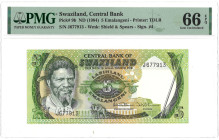 Swaziland. 5 Emalageni. Banknote. Type ND. - PMG 66EPQ (AV / Pick / Plomp. Pick# 9b) - UNC.