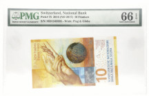 Swisterland. 10 Francs. Banknote. Type 2016. - PMG 66EPQ (AV / Pick / Plomp. Pick# 75). - UNC.