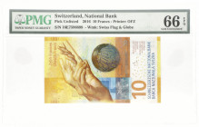 Switserland. 10 Francs. Banknote. Type 2016. - PMG 66EPQ UNC.