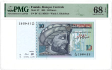 Tunisia. 10 Diner. Banknote. Type 1994. - PMG 68EPQ (AV / Pick / Plomp. Pick# 87) - UNC.