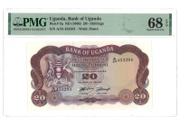 Uganda. 20 Shillings. Banknotes. Type ND. Type Top pop. - PMG 67UNC (AV / Pick / Plomp. Pick# 3a) - UNC.