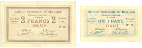 Belgium. Lot 2 Banknotes. Belgium. Type 1914. - Zeer Fraai. Zeer Fraai.