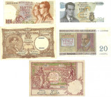 Belgium. Lot 5 Banknotes. Banknote. Type 1931/1966 - Very fine. Very fine.