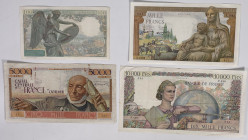 France. Lot 4 Banknotes. Banknote. Type ND. - Fine / Very fine. Fine / Very fine.
