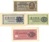 Germany + Ukraine. Lot 4 Banknotes. Banknotes. Type 1942/1944. Type Reichsmark für die Deutche Wehrmacht + Ukraine banknote. - Very good – Extremely f...