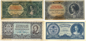 Hungary. Lot 4 Banknotes. Banknote. Type ND. - Very fine. Very fine.