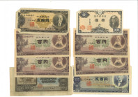 Japan. lot 8 Banknotes. Banknote. Type ND. - Fine / Very fine. Fine / Very fine.