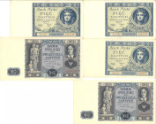 Poland. lot 5 banknotes. Banknote. Type 1930/1936. - About UNC. About UNC.