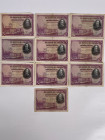 Spain. Lot 10 Banknotes. Banknote. Type 1928. - Very fine. Very fine.