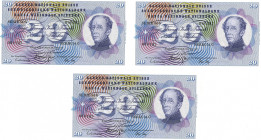 Switserland. lot 3 Banknotes. Banknotes. Type 1967. - Extremely fine. Extremely fine.