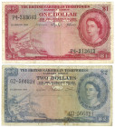 The British Caribbean Territories Eastern Group. lot 2 banknotes. Banknote. Type 1957/1964. - Fine. Fine.