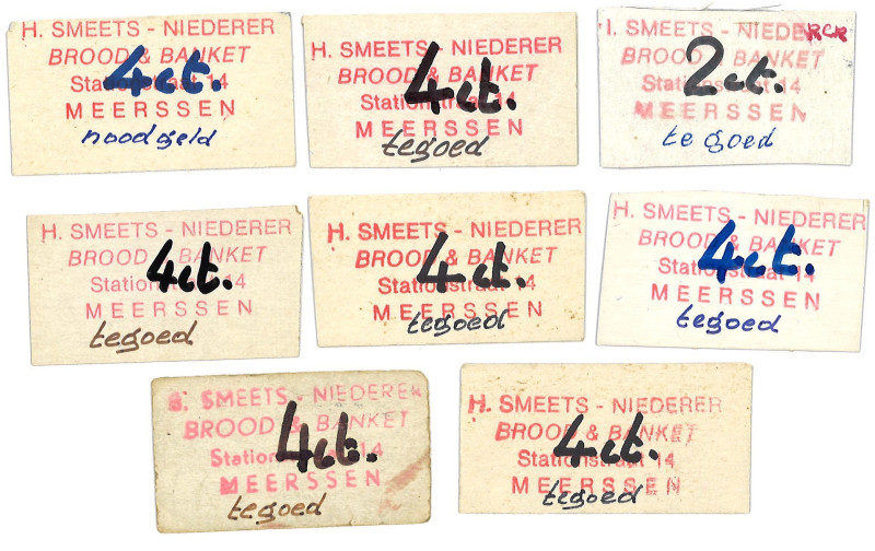 Lot 8 Waardebonnen. Waardebon. Type 1980. Type Noodcenten Bakkerij Smeets Meerse...
