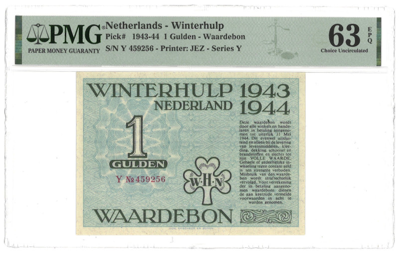 Nederland. 1 Gulden. Winterhulp. Type 1943-1944. - PMG 63EPQ UNC