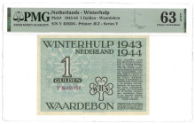 Nederland. 1 Gulden. Winterhulp. Type 1943-1944. - PMG 63EPQ UNC