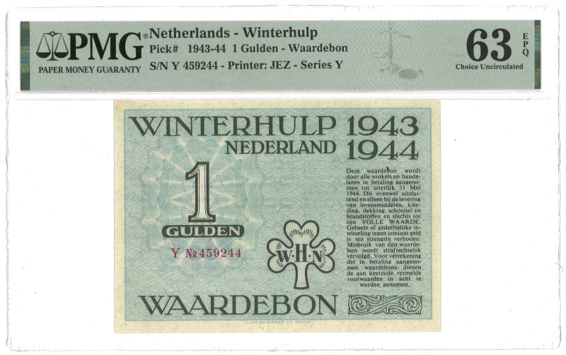 Nederland. 1 Gulden. Winterhulp. Type 1943-1944. - PMG 63EPQ UNC