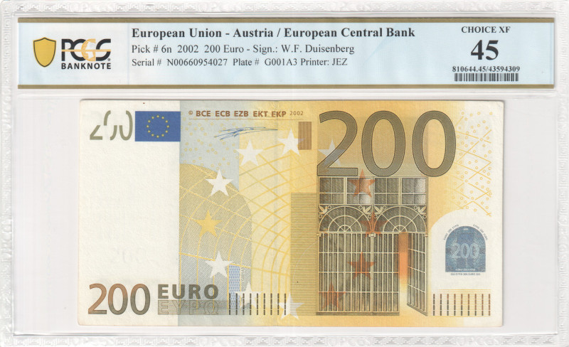 Austria - European Union
European Central Bank
200 Euro, 2002
S/N N00660954027
S...