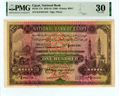 Egypt
National Bank
100 Pounds, 1 February 1943 - Issue of 1942-1945
S/N K/6 081556
Signature Nixon
Printer: BWC
Pick 17d

Graded Very Fine 30 PMG.