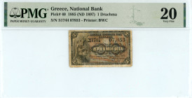 Greece
National Bank (ΕΘΝΙΚΗ ΤΡΑΠΕΖΑ)
Drachma, 21 December 1885 (ND 1897) - Second Type
S/N Σ1744 07853
Without signature
Printer: BWC
Pick 40; cf. Pi...