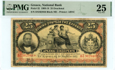 Greece
National Bank (ΕΘΝΙΚΗ ΤΡΑΠΕΖΑ)
25 Drachmai, 10 March 1912 - Issue of 1909-1918
S/N ΔΣ362946, Block με
Printer: ABNC
Pick 52; Pitidis 51a

Grade...