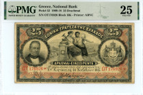 Greece
National Bank (ΕΘΝΙΚΗ ΤΡΑΠΕΖΑ)
25 Drachmai , 10 November 1915 - 9th Issue of 1909-1918
S/N ΩΤ 176926, Block ηκ
Printer: ABNC
Pick 52; Pitidis 5...