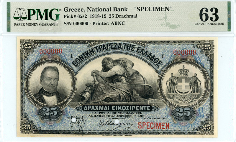 Greece
National Bank (ΕΘΝΙΚΗ ΤΡΑΠΕΖΑ)
Specimen 25 Drachmai, 23 September 1918 - ...