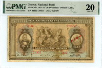 Greece
National Bank (ΕΘΝΙΚΗ ΤΡΑΠΕΖΑ)
50 Drachmai, 19 January 1922 - Issue of 1921-1922
Red overprint “NEON”
S/N TH42 179957
Printer: ABNC
Pick 66a; P...