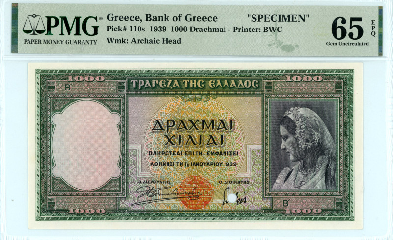 Greece
Bank of Greece (ΤΡΑΠΕΖΑ ΤΗΣ ΕΛΛΑΔΟΣ)
Specimen 1000 Drachmai, 1 January 19...