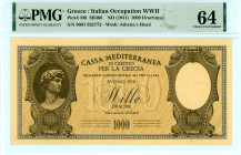 Greece
Italian Occupation - Cassa Mediterranea
1000 Drachmai, ND (1941)
S/N 0001 632772
Watermark: Athena’s Head
Pick M6; Pitidis 342

Graded Choice U...