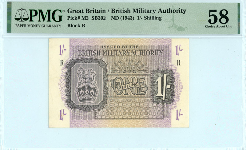 Greece
British Military Authority
1/- Shilling, ND (1943)
Block R
Pick M2; Pitid...