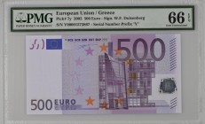 Greece - European Union
European Central Bank
500 Euro, 2002
S/N Y00001573867
Printer code: R005D3
Signature W.F. Duisenberg
Pick 7y

Graded G...