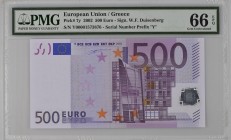 Greece - European Union
European Central Bank
500 Euro, 2002
S/N Y00001573876
Printer code: R005D3
Signature W.F. Duisenberg
Pick 7y

Graded G...