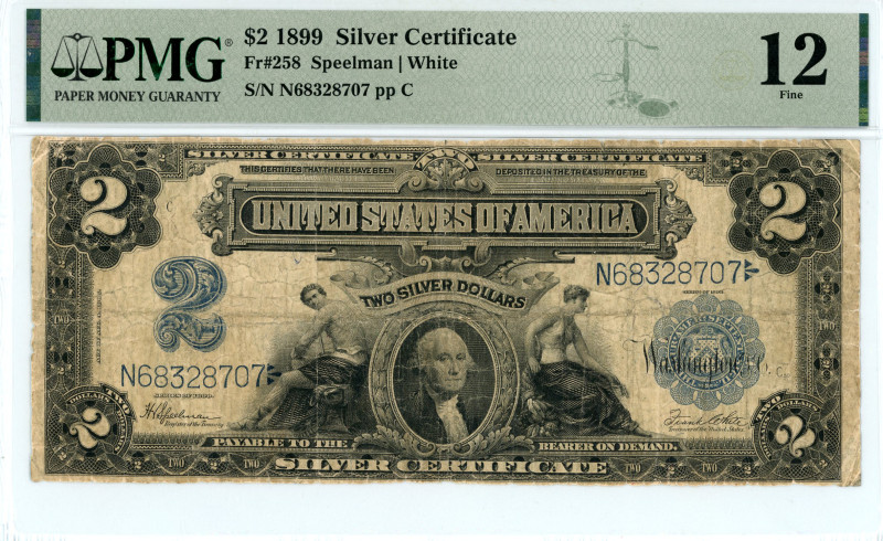 USA
Silver Certificate
$2, 1899
S/N N68328707, pp C
Signature Speelman & White
F...