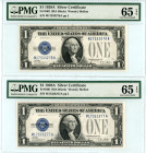 USA
Lot of 2 banknotes comprising $1, 1928A (2)
S/N M17333277A pp I and M17333278A pp J
Signatures Woods and Mellon
Fr. 1601 (MA Block)

Both graded G...