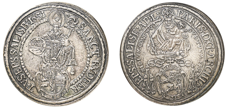 Austrian States, Salzburg, Paris von Lodron, 1619-1653. Taler, 1651, “Madonna” t...