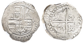 Bolivia, Philip IV, 1621-1665. Cob 8 Reales, (1622-1629) P T, Potosi mint, 27.45g (KM19).

Attractive strike with excellent metal and date partially v...