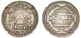 Brazil, John VI the Clement, Prince Regent, 1799-1816. 960 Reis, 1814 B, Bahia mint (KM307.1).

Medium grey cabinet tone with attractive relief.

Grad...