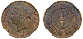 Cyprus, British Administration, Victoria, 1837-1901. 1/2 Piastre, 1879, Royal mint (KM2; Fitikides 13).

A superb example with glossy brown reflective...