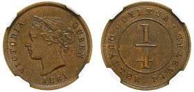 Cyprus, British Administration, Victoria, 1837-1901. 1/4 Piastre, 1881, Royal mint (KM1.1; Fitikides 3).

Medium glossy brown patina with sharp detail...