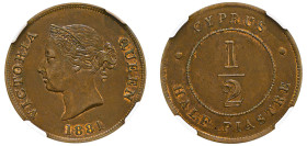 Cyprus, British Administration, Victoria, 1837-1901. 1/2 Piastre, 1881, Royal mint (KM2; Fitikides 14).

Glossy dark brown patina with pockets of brig...