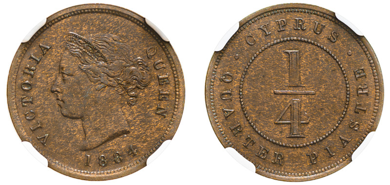 Cyprus, British Administration, Victoria, 1837-1901. 1/4 Piastre, 1884, Royal mi...